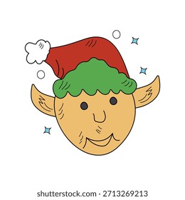 Elf doodle icon with white background vector stock illustration