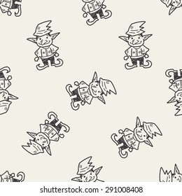 elf doodle seamless pattern background