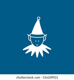 Elf Dwarf Christmas New Year Flat Icon On Blue Background