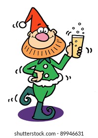 An Elf enjoying a Festive drink