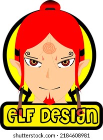 Elf Face Design Logo Vector