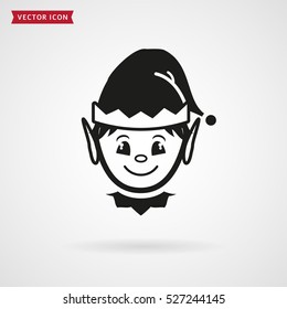 Elf Face Icon. Vector Symbol Isolated On White Background. Christmas Theme.