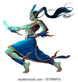 Elf is fighting with martial art pose. Vector isolated character.