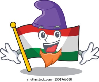 Elf flag hungary mascot shaped on cartoon
