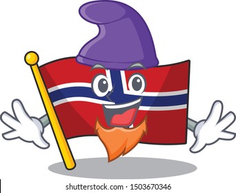 Elf flag norway character shaped on cartoon