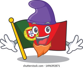 Elf flag portugal character in shape cartoon