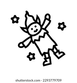 elf funny line icon vector. elf funny sign. isolated contour symbol black illustration