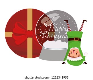 elf with gift box and crystal ball