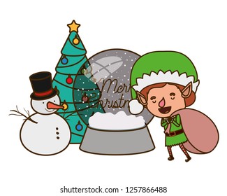 elf with gift box and crystal ball
