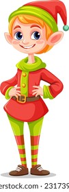 Elf girl cartoon Christmas character illustration