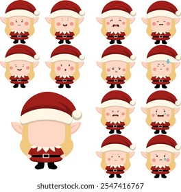 elf girl expression with long hair blonde for icon, design, logo, stiker pack, printing.