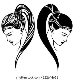 elf girl vector illustration - beautiful woman profile portrait