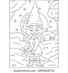 libro para colorear elf gnome para niños o adultos libro para colorear actividad de relajación consciente