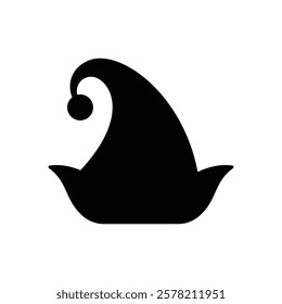 Elf hat black and white flat vector icon and symbol design