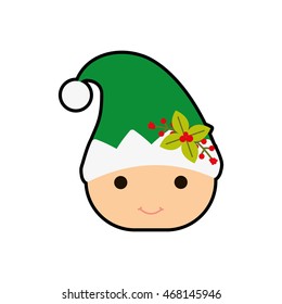 elf hat cartoon merry christmas celebration icon. Isolated and flat illustration, vector