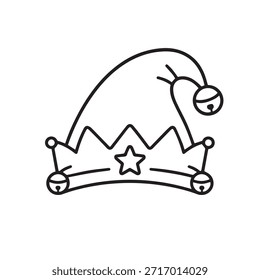 Elf Hat Christmas Line Icon Vector for Santa Helper Costume Theme, Minimal Outline for Web App UI