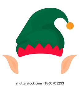 Elf Hat And Ears. Santa Claus Helper. Funny Selfie Photo Mask