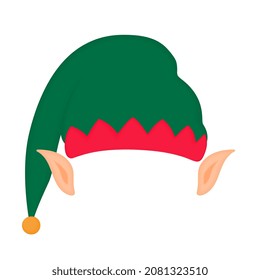 Elf hat and ears. Santa Claus helper. Funny selfie photo mask