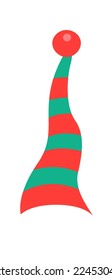 Elf hat flat icon Traditional Christmas decoration Cute suit. Vector illustration