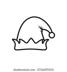 Ilustración plana de Vector de silueta de contorno de sombrero de elfo