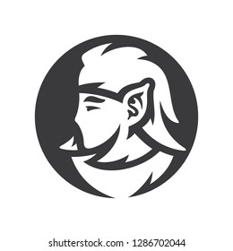 Elf head abstract sign. Vector simple silhouette Illustration.