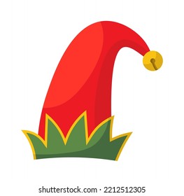 Elf headdress flat icon Christmas accessory with bell