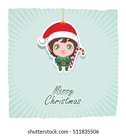 Elf helper garland greeting for Christmas
