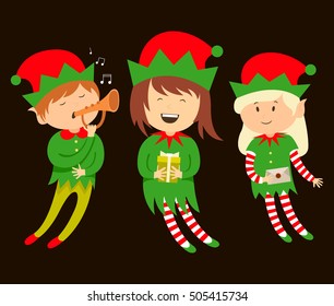 Elf helpers vector illustration