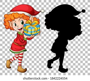 Elf holding present box illustration