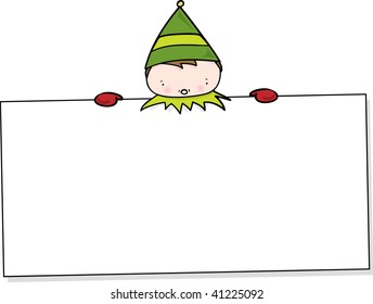 Elf holding sign