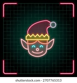 Elf ícone ilustração, coleção de símbolo de vetor de Natal, visual de néon cibernético, quadros de bordas brilhantes.