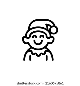 Elf Icon. Line Art Style Design Isolated On White Background