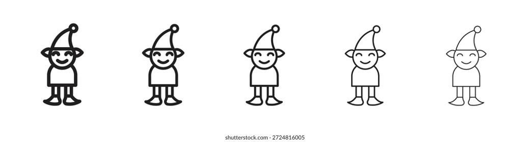 Elf icon linear symbols vectors. Editable stroke set