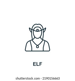 Icono de Elf. Línea simple monocroma Icono de elemento de juego para plantillas, diseño web e infografías