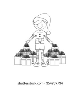 Elf icon on the white background. Vector illustration.