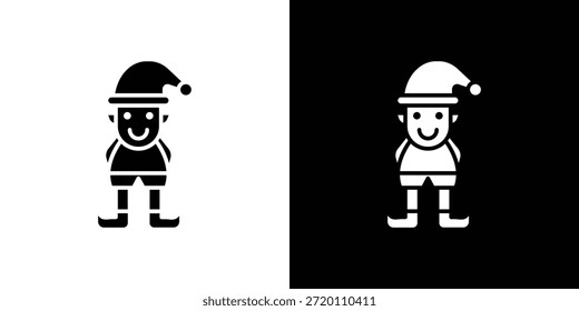 Icono de elfo ilustraciones gráficas planas simples. Vector de silueta blanco y negro