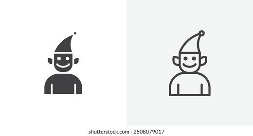 Elf icon in solid and outlined style
