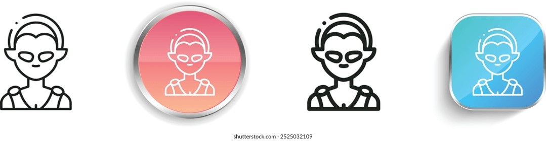 elf icon. Thin Linear, Regular and Button Style Design Isolated On White Background