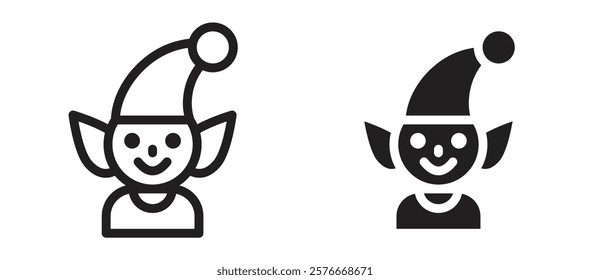 Elf icons in outline and stroke versions