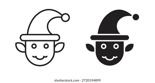 Ícones Elf. Pixel perfeito. Ícone de contorno de vetor. Conceito de logotipo plano.
