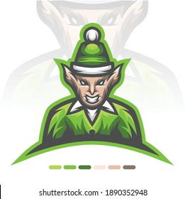 Elf illustration in Christmas style with detailed shadowing.
