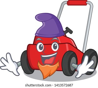 Elf lawnmower in the a mascot shape