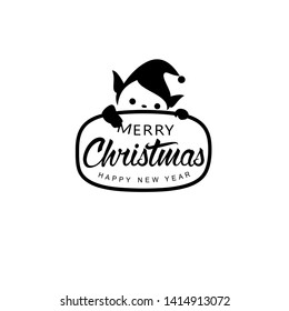 Elf  Logo, Merry Christmas, Cartoon Elf On A White Background