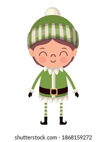elf male with a green suit in white background vector illustration design