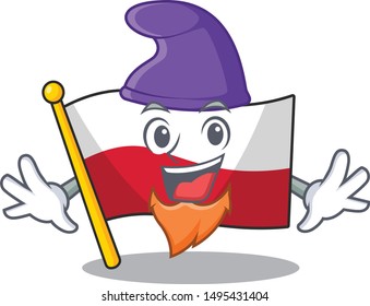 Elf mascot cartoon shaped in poland flag