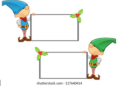 Elf Mascot - Holding A Blank Board