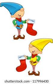 Elf Mascot - Holding Stocking
