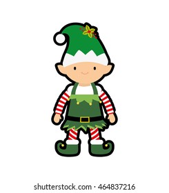 elf merry christmas cartoon celebration icon. Isolated and flat illustration. Vector graphic