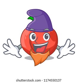 Elf nectarine with leaf isolated on cartoon
