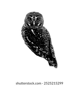 Elf Owl hand drawing vector isolated on white background.